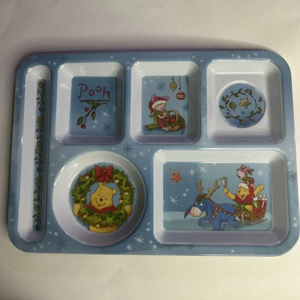 JCPenney DIsney Christmas Pooh, Piglet, Eeyore Melamine Tray